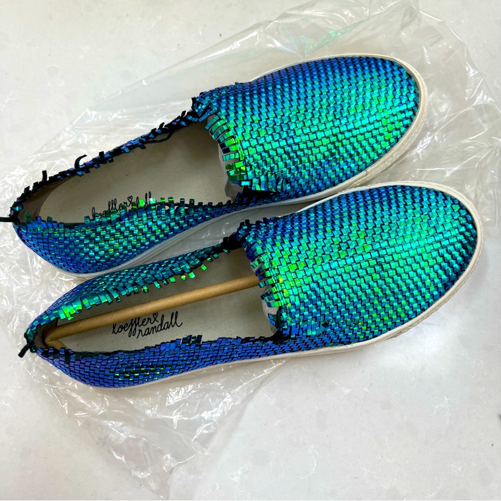 New Loeffler Randall Leather iridescent woven sneakers size 9